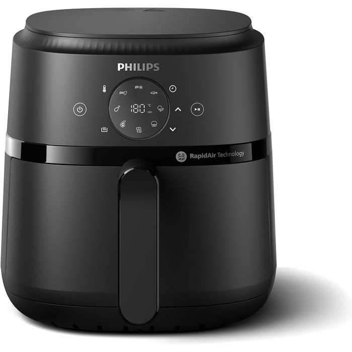 Мультипіч Philips Airfrier 2000 Series 4.2L - цифровий сенсорний екран, 13 варіантів приготування, 9 попередньо встановлених функцій, до 90 менше мастила завдяки технології RapidAir, потужність 1500 Вт, чорний (NA229/00) 4,1 л - без вікна