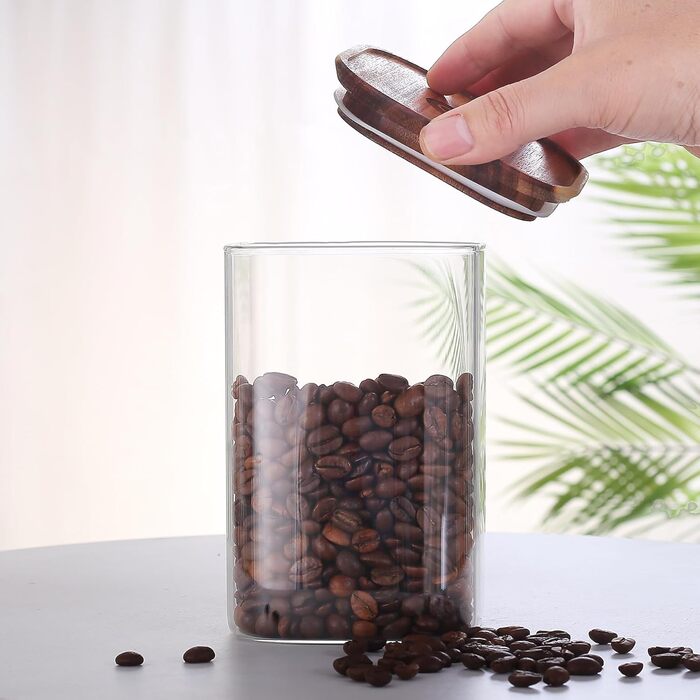 Набір з 6 шт. абельованих банок для зберігання DropD&39olio з дерев&39яними кришками стильне та безпечне зберігання, яке стало простішим