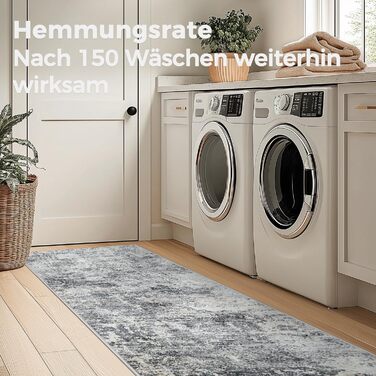 Килимок для дверей TOPICK, що миється, для приміщень і вулиці, сучасний абстрактний килим, тонкий антибактеріальний складний нековзний килимок для вхідних дверей, кухні, патіо, коридору, спальні, 90x150 см, сірий, абстрактний сірий, 90 x 150 см (прямокутн