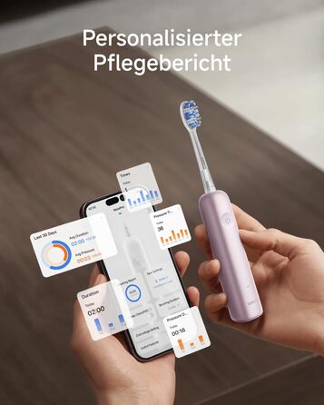 Звукова зубна щітка Laifen Wave Pro з 6 режимами чищення та акумулятором на 70 днів, 60 осциляції, контроль тиску, 2 інтелектуальні насадки (Алюмінієво-рожевий)