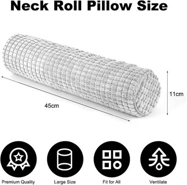 Подушка для шиї з чохлом, дорожня подушка 145 см з піни з ефектом пам&39яті, плюшева подушка для шиї з точковим покриттям, яку можна прати, для полегшення болю в шиї, подушка для шиї для домашнього офісу, для подорожей, йоги, круглий циліндричний сірий
