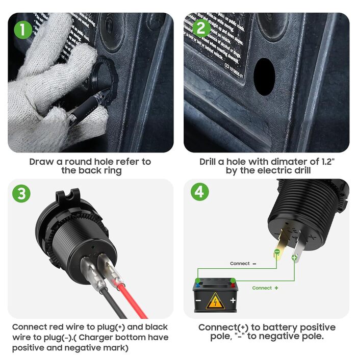 Адаптер зарядного пристрою для гольф-кара, двопортовий адаптер живлення USB швидкої зарядки 3.1, 5A для клубного автомобіля для го