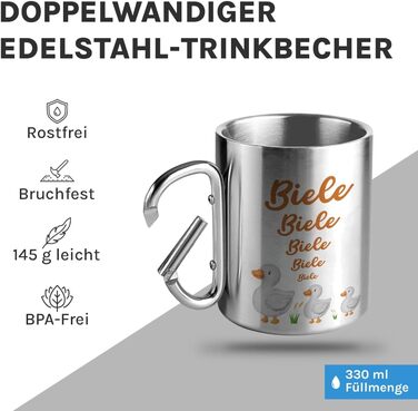 Чашка для пиття з нержавіючої сталі з карабіном Ідея подарунка 330 мл Чашка Для кемпінгу Ключки Срібний