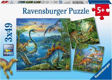 Дитячий пазл Ravensburger - 09317 Fascination Dinosaurs - Динозавр для дітей від 5 років, 3x49 елементів, іграшка динозавр для 1 г