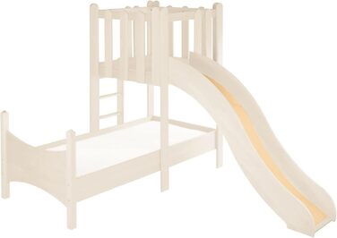 Дитяче ігрове ліжко-будиночок BioKinder дерев'яне ліжко з вежею і гіркою Ной з сертифікованого масиву сосни натурального білого ко