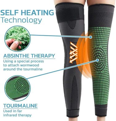 И Reduefast Acupressure Detoxing & Shaping Kneepads - наколінники для акупунктури Kneeka з самонагріванням коліна турмалінові акупунктурні наколінники з самонагріванням коліна ефективна допомога при схудненні (2XL, зелені), 2 шт.