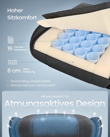 Ігрове крісло SONGMICS, офісне крісло, стілець для роботи, ергономічне ігрове крісло, пружинна подушка сидіння, підставка для ніг, підлокітники з синхронним механізмом, чорний колір OBG079B01