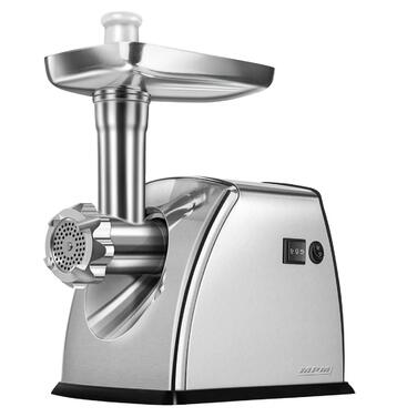 Електрична м'ясорубка MPM MMM-07M, професійна, 1800 Вт, нержавіюча сталь, 3 диски (3мм, 5мм, 7мм), функція реверсу, насадки для ковбас та лезо з нержавіючої сталі