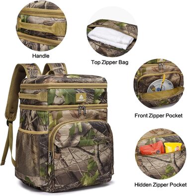 Рюкзак Великий утеплений камуфляж із охолоджувальним відділенням для чоловіків і жінок - Ідеальний пікнік Подорож Кемпінг Тактичний пляж, 54 Cans Thermal Cooler Bag
