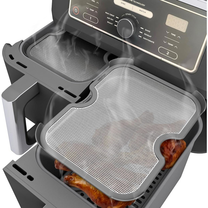 Ефективний захист від бризок жиру, сумісний із фритюрницею Ninja Foodi MAX Dual Zone AF400EU & AF451EU, аксесуари, нагрівальна спіраль і захисний кожух вентилятора, 2 шт., ZauberFry Splash Guard