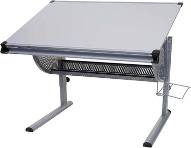 Стіл Mendler дитячий/молодіжний шкільний шкільний стіл офісний стіл Оксфорд, регульований по висоті, з можливістю нахилу - сірий