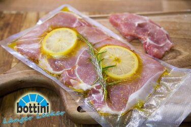 Вакуумні рулони BOTTINI 20x600 см, пакети з фольги PREMIUM, sous vide, для кожного ущільнювача фольги та вакуумного пакувальника, рулони з фольги для харчових продуктів, 4