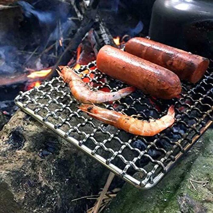 Грилі Bushcraft, грилі для походів, приготування їжі на багатті, решітка для гриля, високоміцне сітчасте спорядження для кемпінгу, пішого туризму, походів, 2 шт.