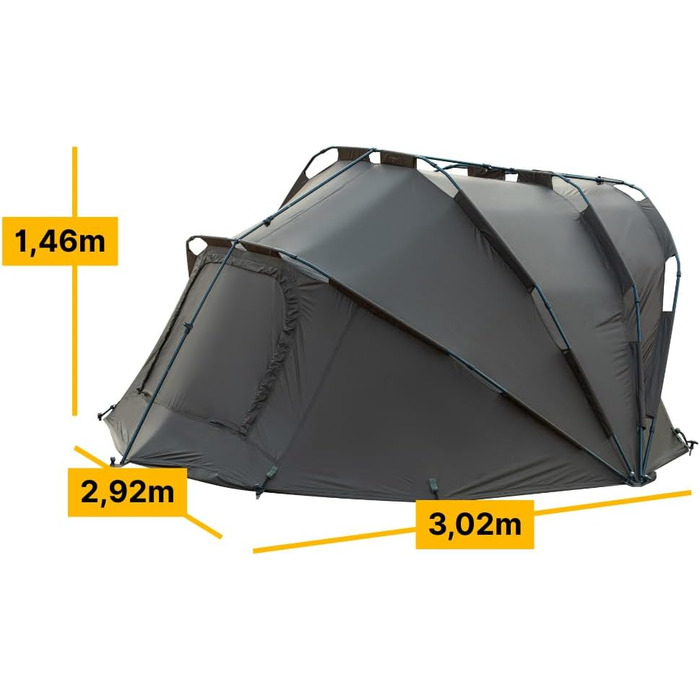 Намет MK-Angelsport Anglerset Fort Knox Dome 8-ніжне ліжко Великий короповий намет з водяним стовпом 10 000 мм, алюмінієвим каркасом, багатофункціональними дверима, підлогою та зручним рибальським ліжком.