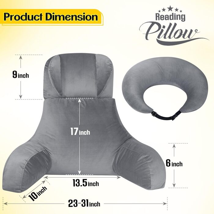 Подушка для читання та ігор AS AWESLING з підтримкою спини - подушка для шиї та попереку для ліжка, дивана, підлоги, з підставкою для ніг