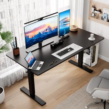 Стіл з регульованою висотою 60x110 см, електричний стіл з пам&39яттю налаштувань та функцією запобігання зіткненням, регульована висота 70117 см, ідеально підходить для офісу, домашнього офісу та ігор (чорний) 110x60 см Чорний