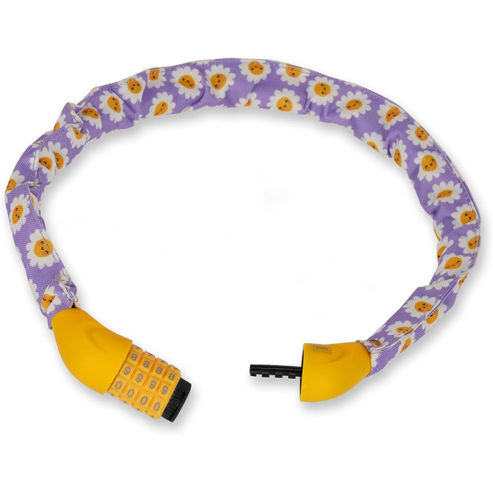 Легамі - Велосипедний замок з кодовим замком, 75 см, водонепроникний, ідеальний для велолюбителів, захист від крадіжки, діаметр 1,4 см, індивідуальне кодове поєднання, ромашки