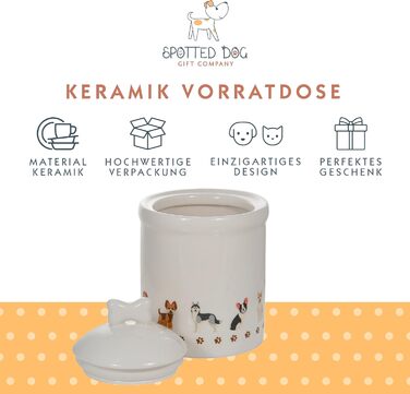 Керамічна банка для зберігання Spotted Dog Gift Company, керамічна банка з кришкою, контейнер для зберігання, банка з мотивом собаки, декор для кухні з собакою, кухонний аксесуар та подарунок для власників собак