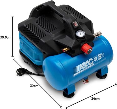 Малошумний портативний повітряний компресор EASE-AIR 6, Безмасляний повітряний компресор, Максимальний тиск 8 бар, Потужність 0,75