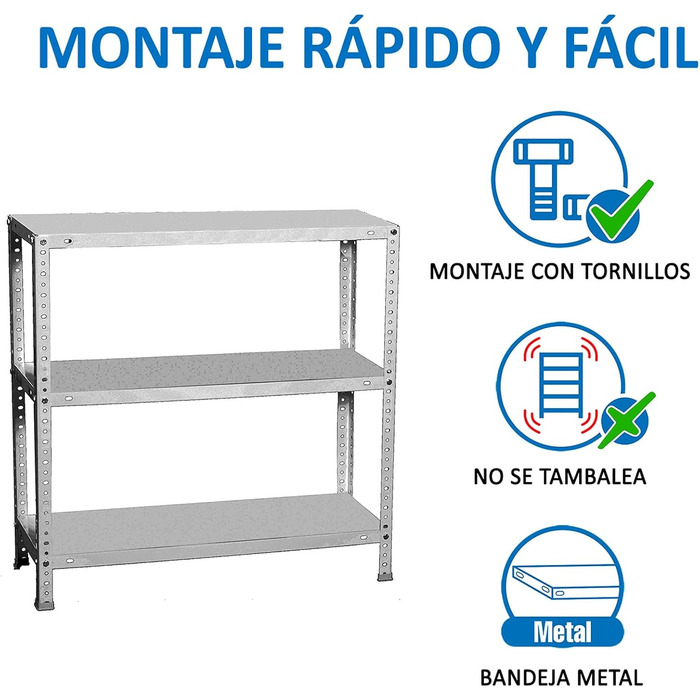 Стелаж Simon Rack для важких умов експлуатації, 1000x800x300 мм, вантажопідйомність до 100 кг, 3 регульовані полиці, підвальний стелаж, стелаж для зберігання, оцинкований - Comfort Galvanized 1000x800x300