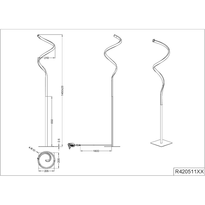 Стільний торшер Reality Course R42051132, матовий чорний метал, LED 11 Вт, з димером