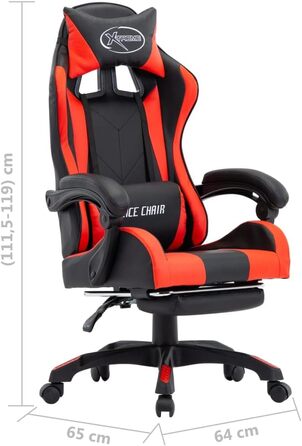 Ігрове крісло Hommdiy з підставкою для ніг, підголівником, поперековою подушкою, офісне крісло, обертове крісло, крісло керівника, письмове крісло, спортивне сидіння, гоночна шкіра, червоно-чорне, з підставкою для ніг