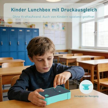 Ланчбокс дитячий з роздільниками 1100 мл - Непротікаючий контейнер для їжі з секціями 3-в-1 для школи - Штабельований бокс для перекусу з кришкою, без BPA, темно-синій