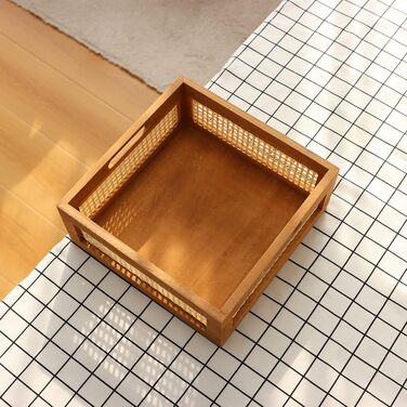 Плетений дерев&39яний кошик YAHUAN, дерев&39яна скринька для зберігання, декоративний сільський бамбуковий кошик із вбудованими ручками для кухні, комори, шафи, офісу, спальні, декору сільського заміського будинку (коричневий)