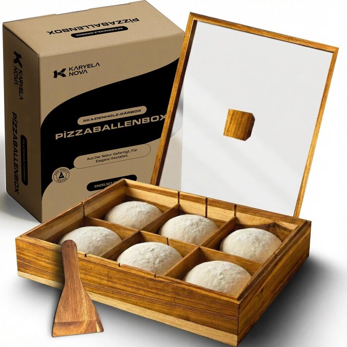 Дерев&39яна коробка для тіста для піци з лопаткою з акації 403010 см Коробка для розстойки та коробка для тіста Прозора кришка (1 коробка для тіста для піци)