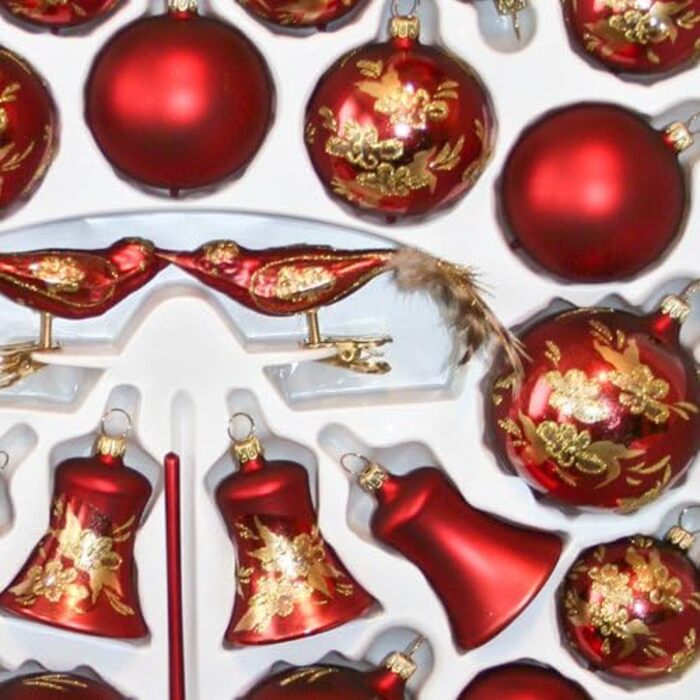 Асортимент барокових різдвяних кульок 39 предметів Lauschaer Glaskunst-Christbaumkugelsortiment