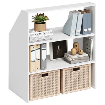 Полиця Bellamio Aland з похилою стелею білого кольору відкрита шафа з похилою стелею та 3 відділеннями книжкова шафа/шафа компактне сховище для похилих стін нішева шафа 100x90x50 (ВxШxГ) біла, 3 відкриті відділення