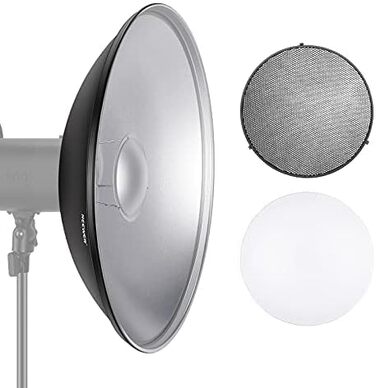 Набір рефлекторів NEEWER 55 см Metal Beauty Dish Bowens з білим розсіювачем, стільниковою сіткою для стробоскопічного відеосвітла Сумісний з Godox AD600 NEEWER CB60 Q4 Vision 4 S101 Series, NK-NARC22