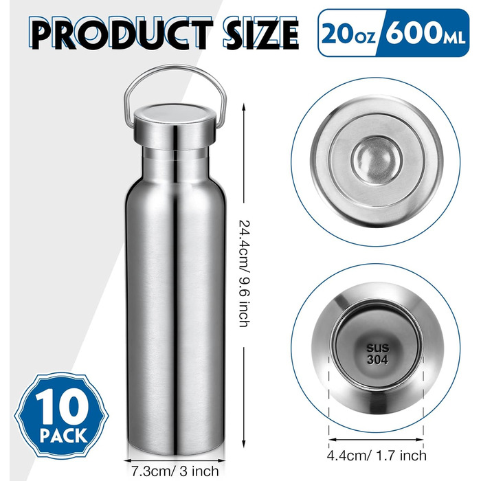 Спортивна пляшка для води Mimorou з нержавіючої сталі, з подвійними стінками, ізольована, багаторазова, вакуумна металева пляшка д