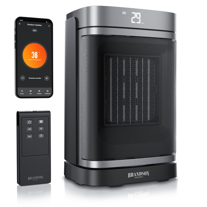 Обігрівач з WiFi вентилятором - Дистанційне керування - Лауреат нагород - Енергозберігаючий, тихий еко-режим - Керування через WiFi через застосунок - Коливання - Блокування від дітей - Таймер - Підходить для ванної кімнати, вітальні, офісу, дитячої кімна