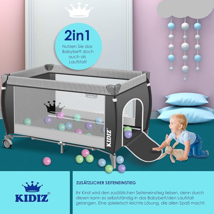 Дитяче ліжечко 3 в 1 дорожнє ліжечко комбінований набір дитяче ліжко з пеленальним килимком москітна сітка манеж дитина від народж