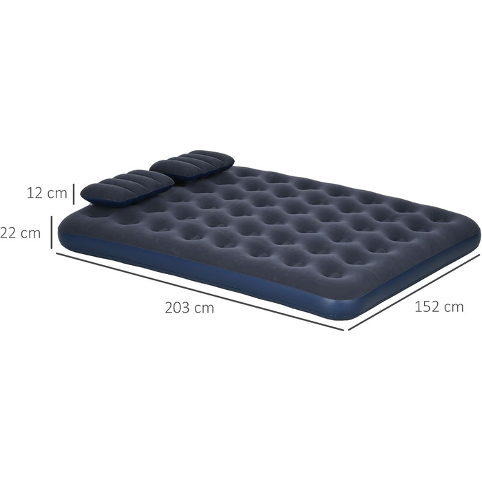 Надувний матрац Outsunny для 2 осіб, що самонадувається, килимок для сну, надувне ліжко з ручним насосом та подушкою, надувний матрац, матрац для гостей, килимок для сну, ліжко для гостей для кемпінгу та домашнього використання, 203 x 152 x 22 см