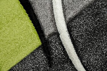 Дизайнерський килим для вітальні килим в клітинку зелений сірий кремовий чорний розмір 60x110 см