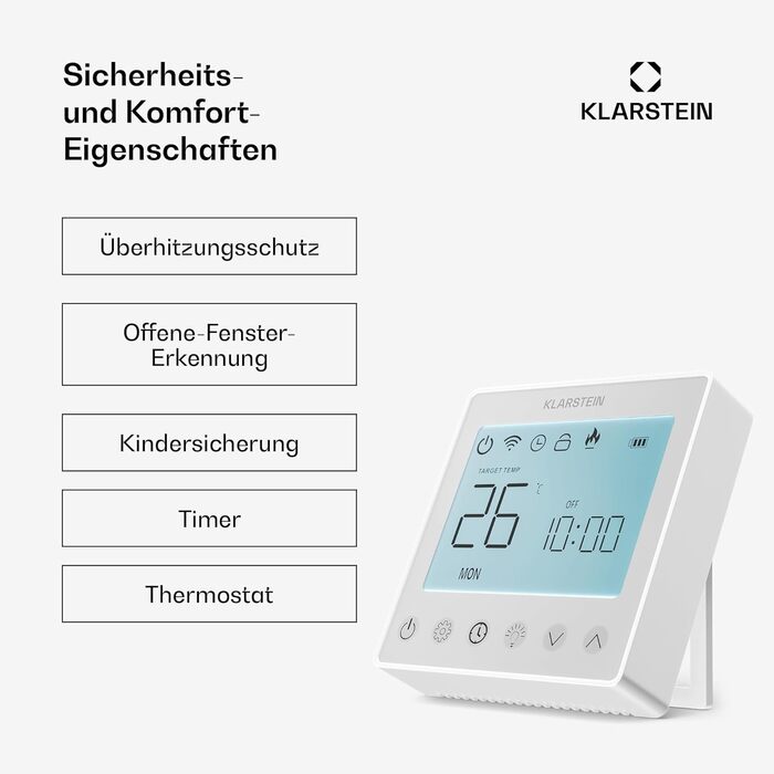 Інфрачервоний настінний обігрівач Klarstein 770 Вт кріплення на стіну та стелю, додаток та пульт дистанційного керування, IP44, термостат, таймер, блокування від дітей, електричний обігрівач для кімнат площею до 15 м Smart 770 Вт
