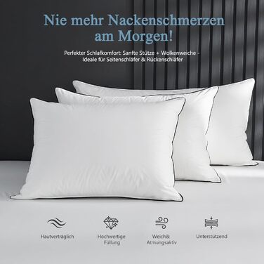 Пухова подушка 80x80 см () Розкішна подушка з пухом та пір&39ям, чохол зі 100 органічної бавовни, 3-камерна готельна подушка із середньою підтримкою, пір&39яна подушка 80 x 80 см () Біла