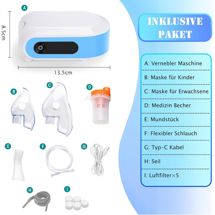 Інгаляційні апарати для дорослих, інгалятор для дітей, компресорний небулайзер зі світлодіодним цифровим дисплеєм і функцією таймера, електричний інгалятор з мундштуком і маскою