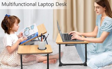 Регульований стіл для ноутбука EYdoter для ліжка, дивана та робочого столу сучасний LapDesk з 5 кутами нахилу та водонепроникною стільницею портативний та компактний