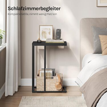 Журнальний столик WOLTU, С-подібний, стіл для вітальні з металевим каркасом, диванний столик, журнальний столик, для кави та ноутбука, 45 x 63,5 x 25 см, чорний, комплект з