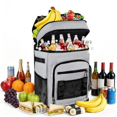 Великий рюкзак-холодильник об&39ємом 30 л, рюкзак з відділенням-холодильником, великий водонепроникний ізольований рюкзак-холодильник, герметична складна сумка для пікніка, портативний холодильник для барбекю та пікніків