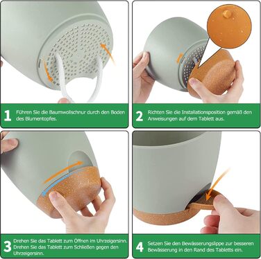 Пластиковий квітковий горщик з блюдцем 20,3/17,7/16,5/15,2/14/12,5 см, набір з 6 предметів, самополивний кашпо, горщик для трав, кухонний набір, кругле кашпо для балкону, сукуленти, кактуси, зелений