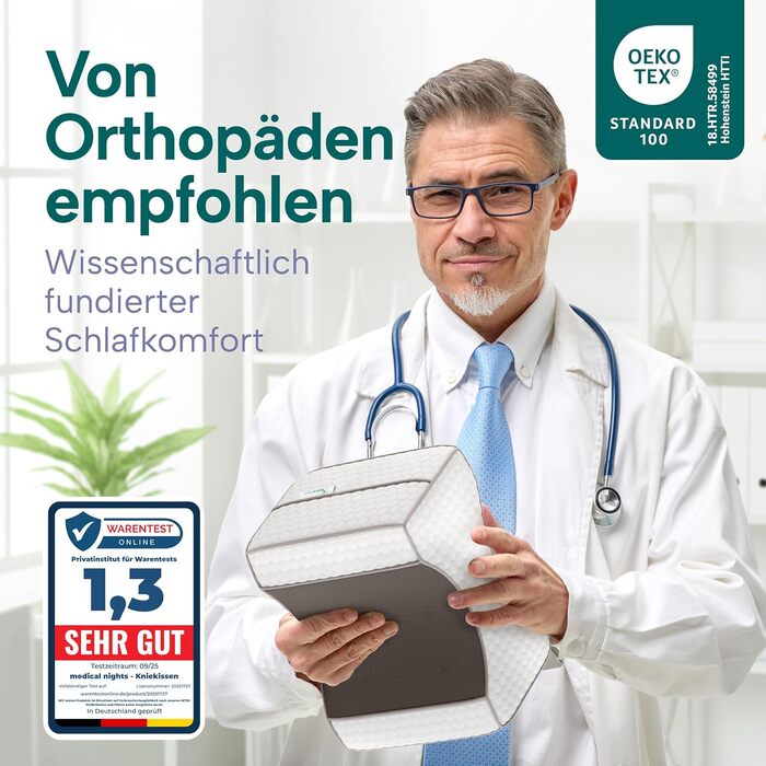 Подушка для колін для тих, хто спить на боці Ортопедична подушка для ніг для зняття болю в стегнах, спині та колінах Ергономічна подушка з піни з ефектом пам&39яті та протиковзким дизайном.