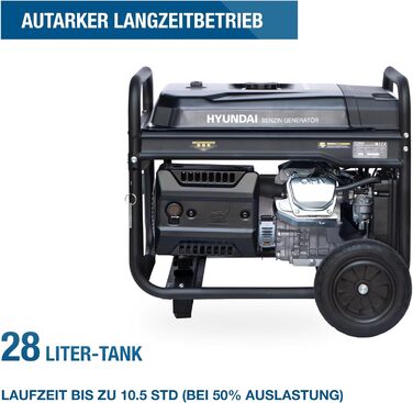 Бензиновий генератор HYUNDAI HY8500LEK-T, генератор 230 В та 400 В, максимальна потужність 10,3 кВА, двигун 16,3 к.с., електричний запуск, генератор для будівельного майданчика, аварійний генератор живлення