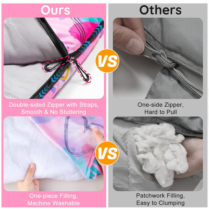 Спальний мішок MHJY для кемпінгу для хлопчиків та дівчаток, дитячий спальний мішок ідеально підходить для використання в приміщенні та на вулиці, кемпінгу, піших прогулянок, походів, 3-сезонний дитячий спальний мішок 178 см для теплої та прохолодної погод