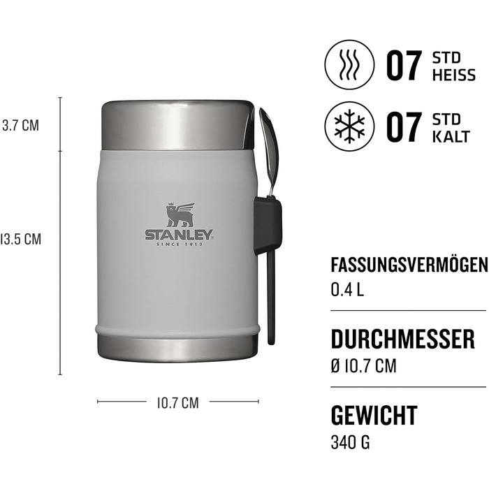 Термоконтейнер для їжі з виделкою 400 мл - Зберігає їжу гарячою або холодною протягом 7 годин - Підігрівач з нержавіючої сталі - Б