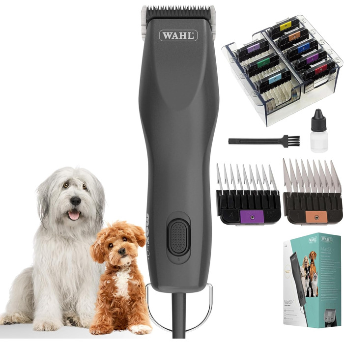 Машинка для стрижки собак Wahl Moser Max 50 з насадкою-гребінцем Agrarzone Edition - Потужна машинка для стрижки собак і котів для скуйовдженого хутра та довгого волосся - Тиха Max 50 з 2 рівнями потужності
