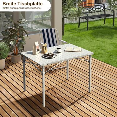 Алюмінієвий стіл WOLTU, кемпінговий стіл, фуршетний стіл, 104x69x70 см (ДхШхВ), складний та портативний дорожній стіл, висока вантажопідйомність та стійкість, сріблястий